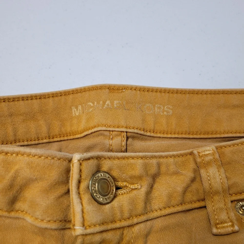 Michael Kors‎ Womens Mustard Yellow Skinny Jeans Size 10 Cotton Blend Stretch